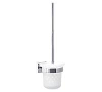 tesa® Ekkro Ensemble mural brosse WC, finition brillante Métal Chromé, Montage sans perçage, 390mm x 116mm x 147mm