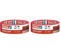 Tesa Excellent Ruban de Masquage pour Peinture avec Support en Papier Fin - Pour Toutes les Peintures, Vernis et Laques - Pour Usage Intérieur - 50 m x 30 mm Rouge (Lot de 2)