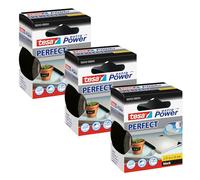 Tesa extra Power Perfect - Ruban Adhésif Toilé de Réparation pour Artisanat, Fixation, Renforcement et Étiquetage Noir 2,75 m x 38 mm Lot de3 3 Rollen á 2,75m x 38mm