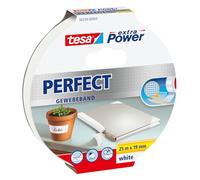 tesa extra Power Perfect - Ruban Adhésif Toilé - Ruban de Réparation pour Artisanat, Fixation, Renforcement et Étiquetage - Blanc - 25 m x 19 mm