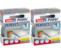 Tesa extra Power Perfect - Ruban Adhésif Toilé - Ruban de Réparation pour Artisanat, Fixation, Renforcement et Étiquetage - Gris - 2,75 m x 19 mm (Lot de 2)