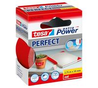 tesa extra Power Perfect - Ruban Adhésif Toilé - Ruban de Réparation pour Artisanat, Fixation, Renforcement et Étiquetage - Rouge - 2,75 m x 38 mm