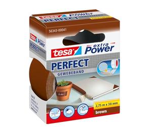tesa extra Power Perfect - Ruban Adhésif Toilé - Ruban de Réparation pour Artisanat, Fixation, Renforcement et Étiquetage - Marron - 2,75 m x 38 mm