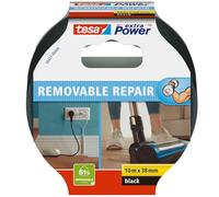 tesa extra Power Removal Repair - ruban tissu résistant avec forte adhérence - déchirable à la main - réparation sans résidus - 10m x 38mm - Noir