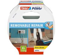 Tesa extra Power Removal Repair - ruban tissu résistant avec forte adhérence - déchirable à la main - se retire sans trace - 10m x 38mm - Blanc