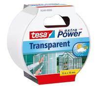 tesa extra Power Ruban Adhésif Transparent - Adhésif Duct Tape Imperméable pour la Réparation de Verre Fissuré ou de Matières Plastiques - 10 m x 50 mm - Transparent
