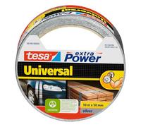tesa extra Power Universal Ruban Adhésif Toile - Tenue extra forte - Duct Tape pour les Réparations, la Fixation, l'Étanchéité et plus Encore - Gris - 1 Rouleau - 10 m x 50 mm