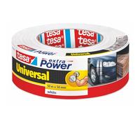 tesa Extra Power Universal - Ruban Adhésif Toilé pour Réparations, Fixation, Regroupement, Étanchéité ou Emballage - Blanc - 50 m x 50 mm