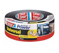 tesa extra Power Universal Ruban Adhésif Toile - Tenue extra forte - Duct Tape pour les Réparations, la Fixation, l'Étanchéité et plus Encore - Noir - 1 Rouleau - 50 m x 50 mm