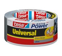 tesa extra Power Universal Ruban Adhésif Toile - Tenue extra forte - Duct Tape pour les Réparations, la Fixation, l'Étanchéité et plus Encore - Gris - 1 Rouleau - 25 m x 50 mm