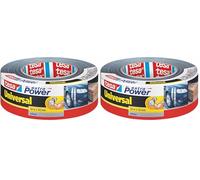 Tesa extra Power Universal Ruban Adhésif Toile - Tenue extra forte - Duct Tape pour les Réparations, la Fixation, l'Étanchéité et plus Encore - Gris - 1 Rouleau - 50 m x 50 mm (Lot de 2)