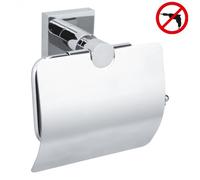 Tesa - Hukk Dérouleur de papier toilette avec couvercle en acier inoxydable, pose facile sans perçage, Chrome (40247-00000-00)