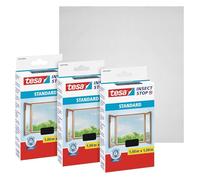 Tesa Insect Stop Auto-Agrippant STANDARD pour Fenêtres - Filet Anti-Moustiques Adhésif - Découpable à la Dimension Souhaitée - Anthracite, Lot de 3, 100 cm x 100 cm