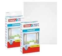 Tesa Insect Stop Auto-Agrippant STANDARD pour Fenêtres - Lot de 2 - Filet Anti-Moustiques Adhésif - Découpable à la Dimension Souhaitée - Blanc, 2x 150 cm x 180 cm
