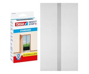 tesa® Insect Stop Auto-agrippant STANDARD pour portes, Moustiquaire - facile à monter - Anthracite, 2x 65cm x 220cm