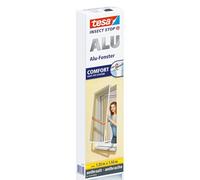tesa Insect Stop Cadre ALU COMFORT pour Fenêtres - Cadre en Aluminium pour Fenêtres avec Moustiquaire - Toile Clear View - Sans Perçage - 120 x 150 cm - Gris Anthracite