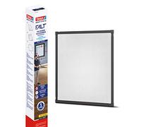 tesa Insect Stop Cadre Pliable en Aluminium - Moustiquaire Télescopique pour Fenêtres avec Cadre en Aluminium - Anthracite - 80 cm x 80 cm jusqu'à 140 cm x 140 cm Cadre gris anthracite, 55214