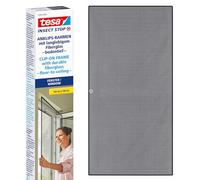 tesa Insect Stop Clip on - Moustiquaire Fenêtre avec Cadre Découpable et Fibre de Verre Durable - Clips de Fixation Autocollants Inclus - 1,2 x 2,4 m - Anthracite