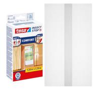 Tesa Insect Stop COMFORT Moustiquaire pour Portes - Toile Anti Insectes en Deux Parties - Bande Auto-Adhésive Easy-On Easy-Off - Sans Percer - 2 x 65 cm x 220 cm - Blanc