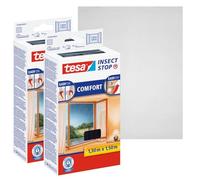 Tesa Insect Stop COMFORT pour Porte-Fenêtres - Lot de 2 - Moustiquaire avec Ruban Auto Agrippant - Filet Anti-Moustique - Anthracite, 2x 130 cm x 150 cm