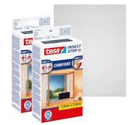 Tesa Insect Stop COMFORT pour Porte-Fenêtres - Lot de 2 - Moustiquaire avec Ruban Auto Agrippant - Filet Anti-Moustique - Anthracite, 2x 120 cm x 240 cm