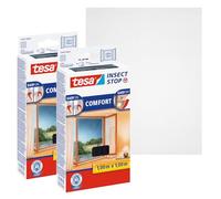 tesa Insect Stop COMFORT pour Porte-Fenêtres - Moustiquaire avec Ruban Auto Agrippant - Filet Anti-Moustique - Anthracite, Lot de 2, 100 cm x 100 cm