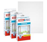 tesa INSECT STOP H&L Fly Screen Windows - Moustiquaire pour fenêtre - avec ruban crochet, pouvant être coupé à la taille - 3x 110 cm x 130 cm - Blanc