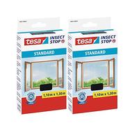 tesa Insect Stop Lot de 2 moustiquaires standard pour fenêtre - Découpable - Sans perçage - Anthracite - 110 x 130 cm