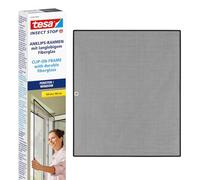 tesa Insect Stop Clip-on Frame Fly Screen - Moustiquaire pour fenêtres PVC du Sol au Plafond - Cadre découpé à la Taille, Filet en Fibre de Verre - 1,0 x 1,2 m - Anthracite (Transparent)