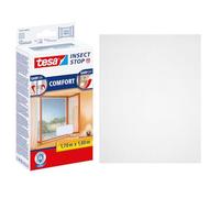 tesa Insect Stop Moustiquaire Auto-agrippante Premium - 170x180 cm - Blanc | Moustiquaire à découper pour fenêtre - Sans perçage, bande auto-agrippante résistante, retrait sans résidus - Léger brise-vue