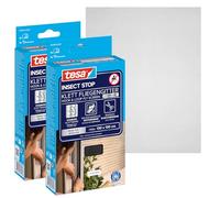 Tesa INSECT STOP Moustiquaire Auto-agrippante Premium 2x 130x130cm Anthrac. | 2 moustiquaires à découper pour fenêtres - Sans perçage, bande auto-agrippante résistante, retrait sans résidus, transparent