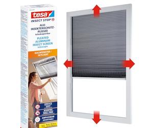 tesa Insect Stop Moustiquaire Fenêtre de Toit Premium - 116 x 164 cm Blanc | Moustiquaire plissée télescopique en aluminium - Montage avec tesa Powerstrips - Store moustiquaire pour fenêtres de toit