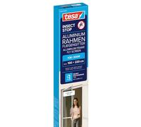 Tesa Insect Stop Cadres Alu Comfort pour Portes - Moustiquaire avec Cadre en Aluminium pour Portes-fenêtres & Clear View - Blanc, 100 cm x 220 cm