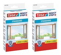 tesa Insect Stop Standard Lot de 2 moustiquaires pour fenêtre - Moustiquaire découpable - sans perçage (1,10 m x 1,30 m, blanc)