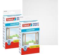 tesa Insect Stop Standard Moustiquaire de fenêtre en pack de 2 - Moustiquaire découpable - Protection contre les moustiques sans percer - 1 x moustiquaire - 150 cm x 180 cm - Blanc