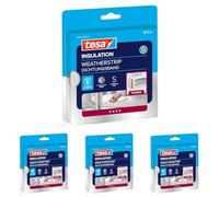 tesa INSULATION Bande d'étanchéité S - Joint en caoutchouc autocollant pour l'isolation des fentes des fenêtres et des portes - Blanc - 6 m x 9 mm x 4 mm (Lot de 4)