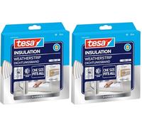 tesa INSULATION Calfeutrer Premium - Joint silicone autocollant pour isoler les fentes sur les fenêtres et les portes - Transparent - 6 m x 9 mm x 7 mm (Lot de 2)