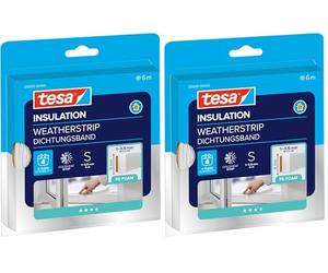 tesa INSULATION Calfeutrer S - Joint mousse PE pour isoler les fentes dans la maison, autocollant - Blanc - 6 m x 9 mm x 4 mm (Lot de 2)
