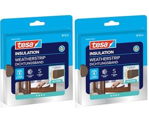 tesa INSULATION Calfeutrer S - Joint mousse PE pour isoler les fentes dans la maison, autocollant - Marron - 6 m x 9 mm x 4 mm (Lot de 2)