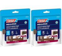 tesa INSULATION Joint en caoutchouc L - Joint autocollant pour l'isolation des fentes sur les fenêtres et les portes - Marron - 6 m x 9 mm x 5,5 mm (Lot de 2)