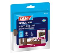 tesa INSULATION Joint en caoutchouc L - Joint autocollant pour l'isolation des fentes sur les fenêtres et les portes - Marron - 6 m x 9 mm x 5,5 mm