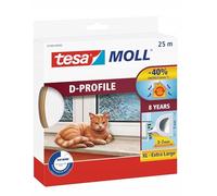 tesa INSULATION Joint en caoutchouc XL - Joint autocollant pour l'isolation des fentes sur les fenêtres et les portes - Blanc - 25 m x 9 mm x 7 mm