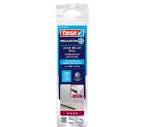 tesa INSULATION Rail d'étanchéité pour sols lisses - Joint d'étanchéité autocollant pour protéger des courants d'air - Transparent - avec joint brosse jusqu'à 12 mm