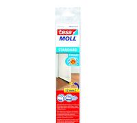 tesa INSULATION Rail d'étanchéité pour sols lisses - Joint d'étanchéité autocollant pour protéger des courants d'air - Blanc - avec joint brosse jusqu'à 12 mm