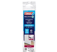 tesa INSULATION Rail d'étanchéité pour sols lisses - Joint d'étanchéité autocollant pour protéger des courants d'air - Blanc - avec joint brosse jusqu'à 12 mm