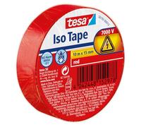 tesa Ruban adhésif isolant 56192-13-02 – Ignifuge, 10 m x 15 mm, Rouge, jusqu'à 6000 V