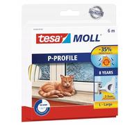 tesa Joint d'étanchéité autocollant profil en P pour porte, fenêtre, fenêtre, isolation contre le froid, 9 x 5,5 cm, 6 m - Blanc