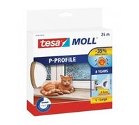 tesa Joint d'étanchéité en caoutchouc profil P - Autocollant - Pour fenêtre, porte, fenêtre - Fermeture Porte - Isolation contre le froid - 9 x 5,5 cm - 25 m - Blanc