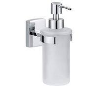 tesa® Klaam Distributeur de savon, Métal Chromé, adhésif, technologie sans Percer, 170mm x 70mm x 125mm