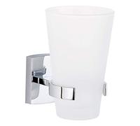 tesa® Klaam Porte-Gobelet, Métal Chromé, adhésif, technologie sans Percer, 124mm x 80mm x 110mm
